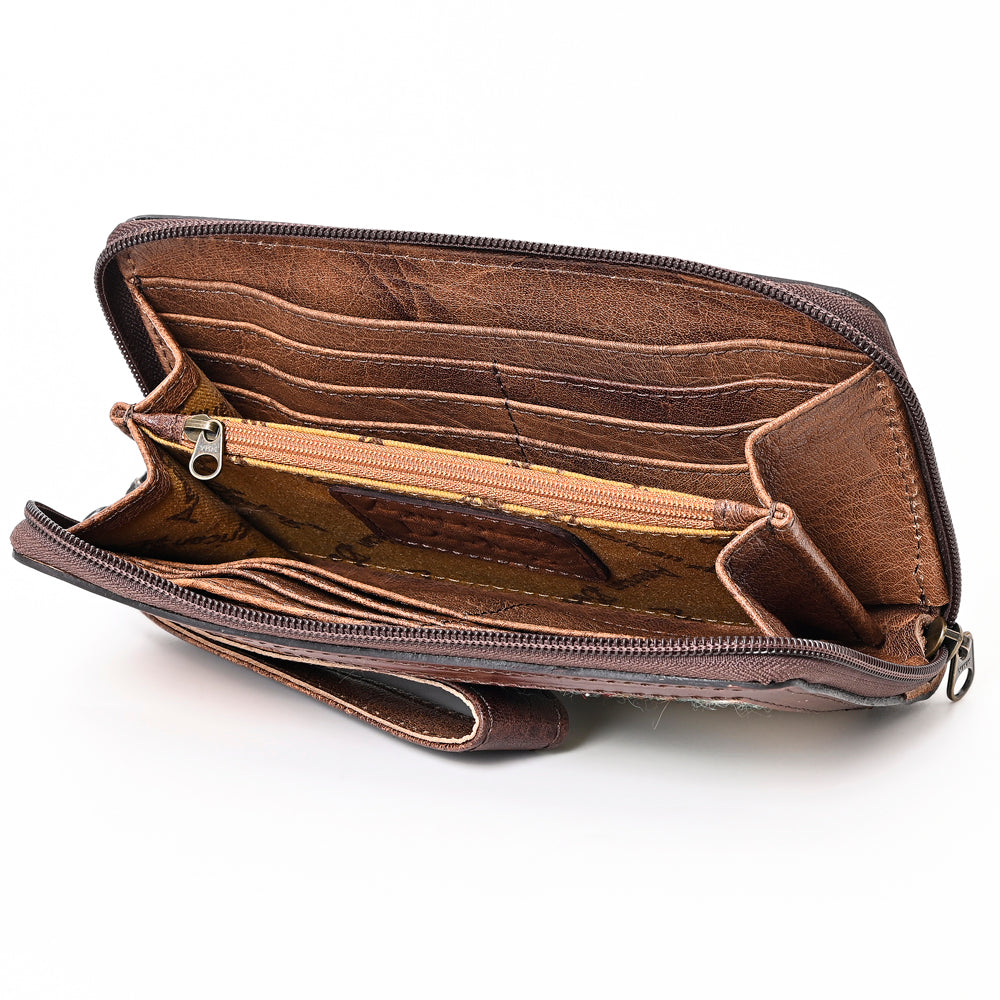 American Darling Western Organizer Bag Hand Woven Saddle Blanket Hand Tooled Leather Small Organizer 4.5in (H) X 8in (W)