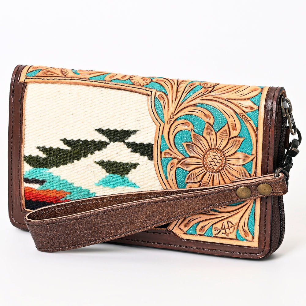 American Darling Organiser Hand Tooled Saddle Blanket Genuine Leather