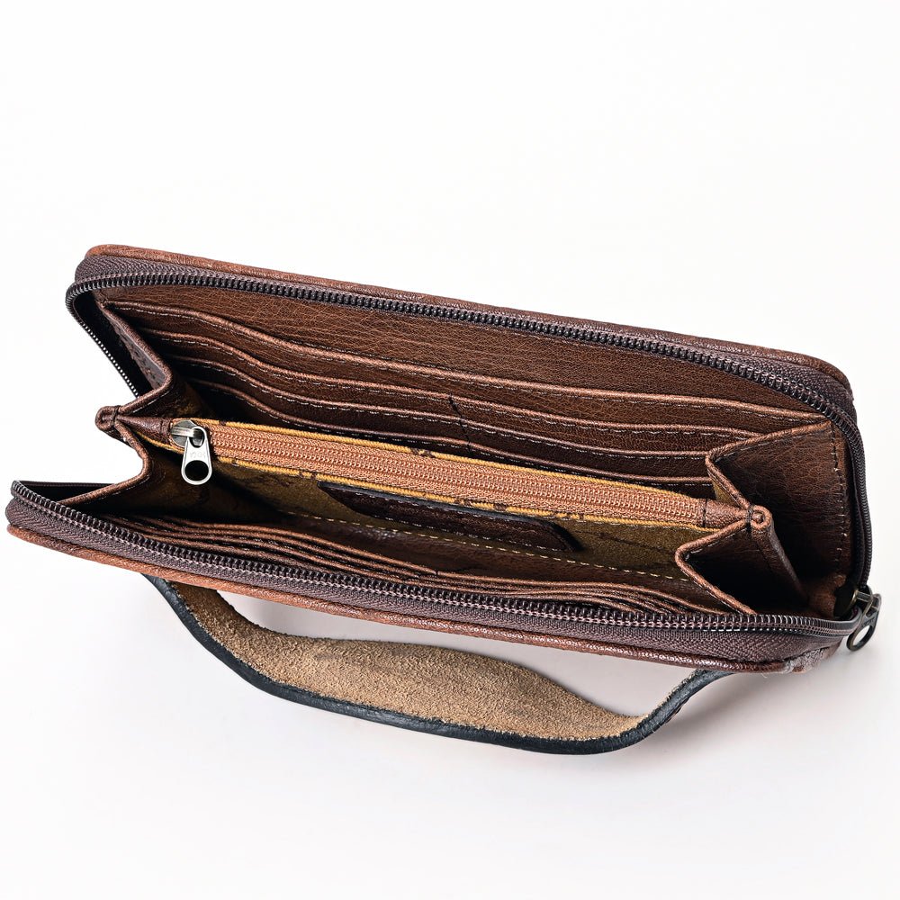 American Darling Wallet Hand Tooled Crocodile Embossed Genuine Leather
