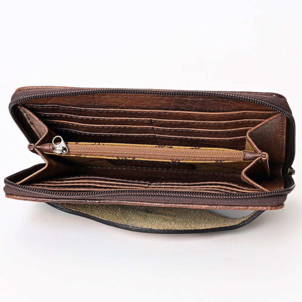 American Darling Wallet Hand Tooled Crocodile Embossed Genuine Leather