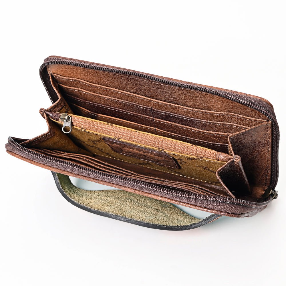 American Darling Wallet Hand Tooled Crocodile Embossed Genuine Leather