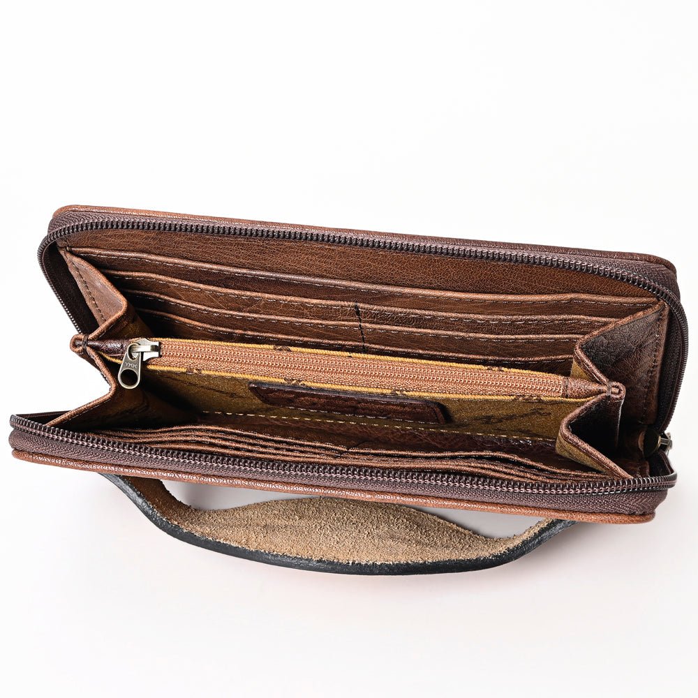 American Darling Wallet Hand Tooled Crocodile Embossed Genuine Leather