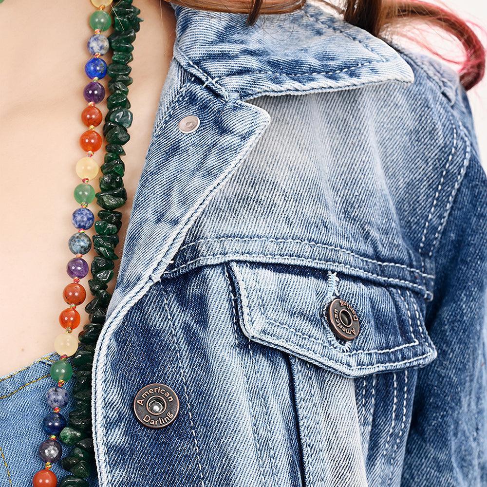 Genuine leather Hand tooled hand carved Women 100% cotton Denim jacket dress