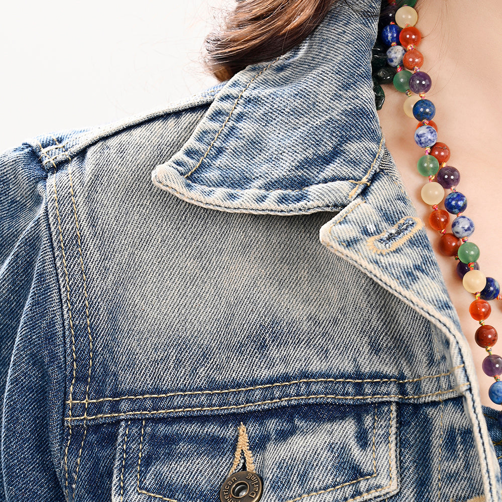 Genuine leather Hand tooled hand carved Women 100% cotton Denim jacket dress