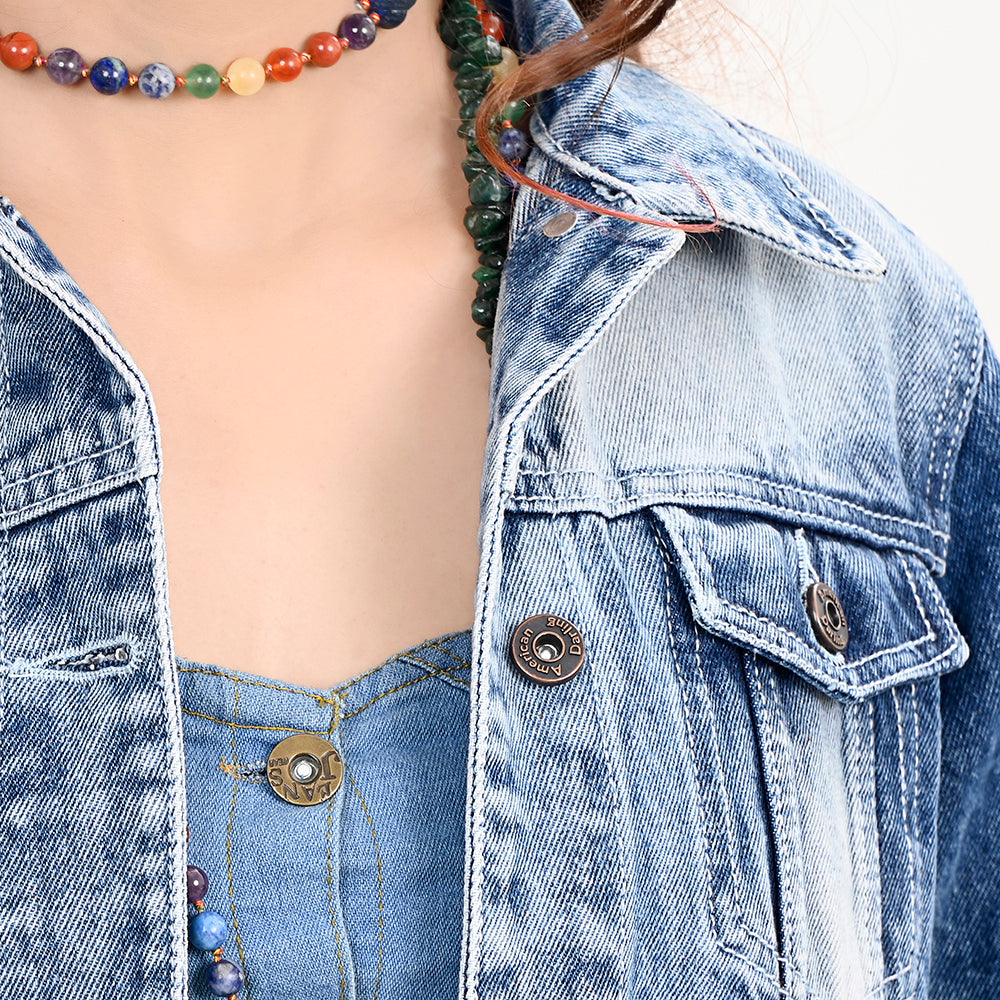 Genuine leather Hand tooled hand carved Women 100% cotton Denim jacket dress