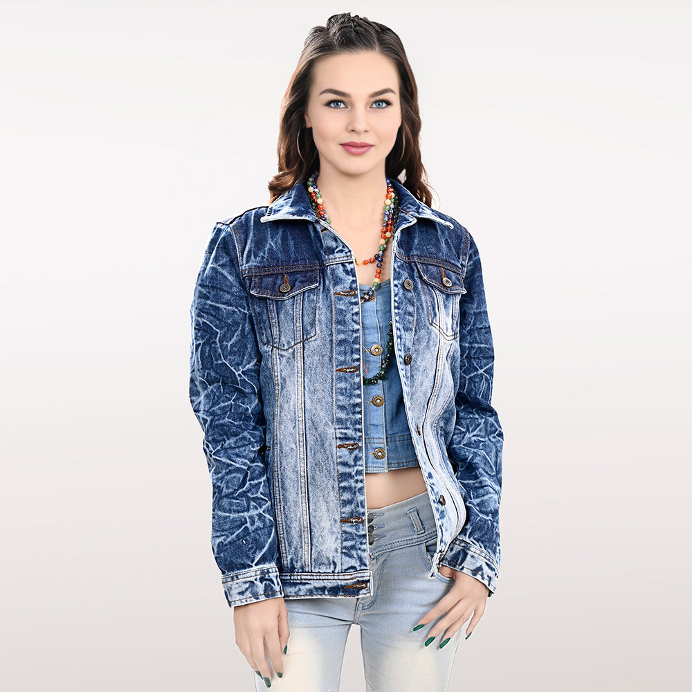Genuine leather Hand tooled hand carved Women 100% cotton Denim jacket dress