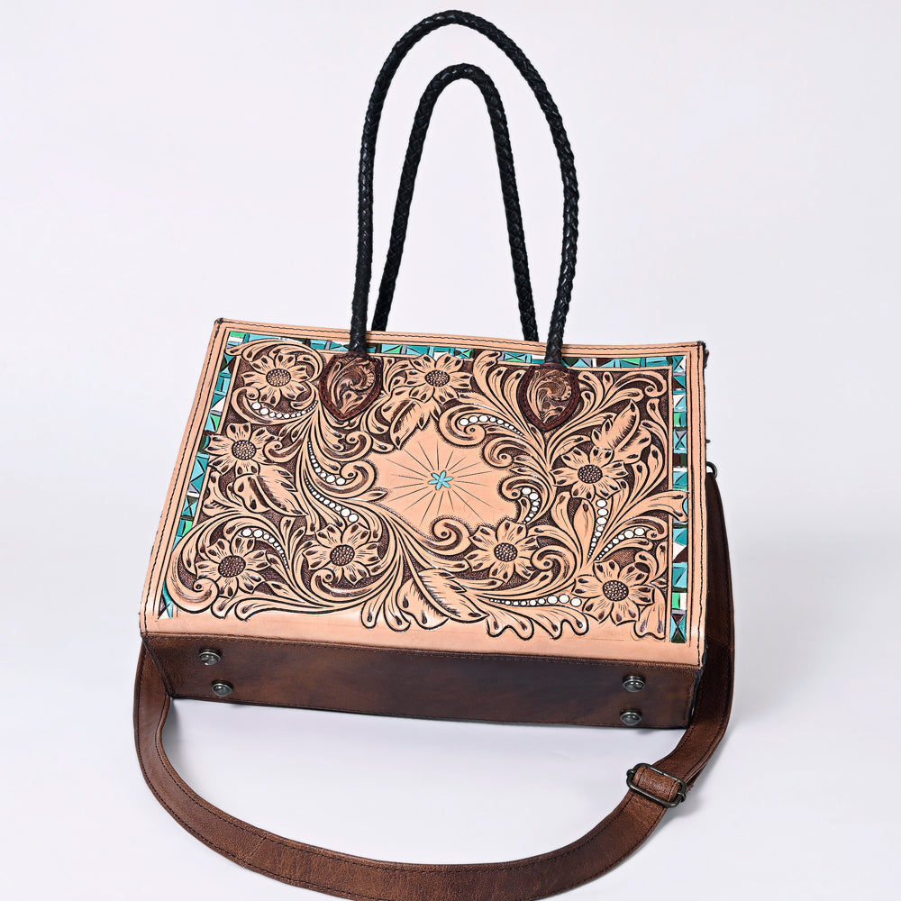 American Darling Tote Hand Tooled Genuine Leather