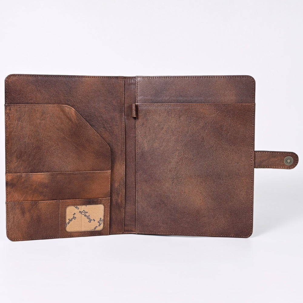 American Darling Portfolio Bag Hand Tooled Crocodile embossed Genuine Leather