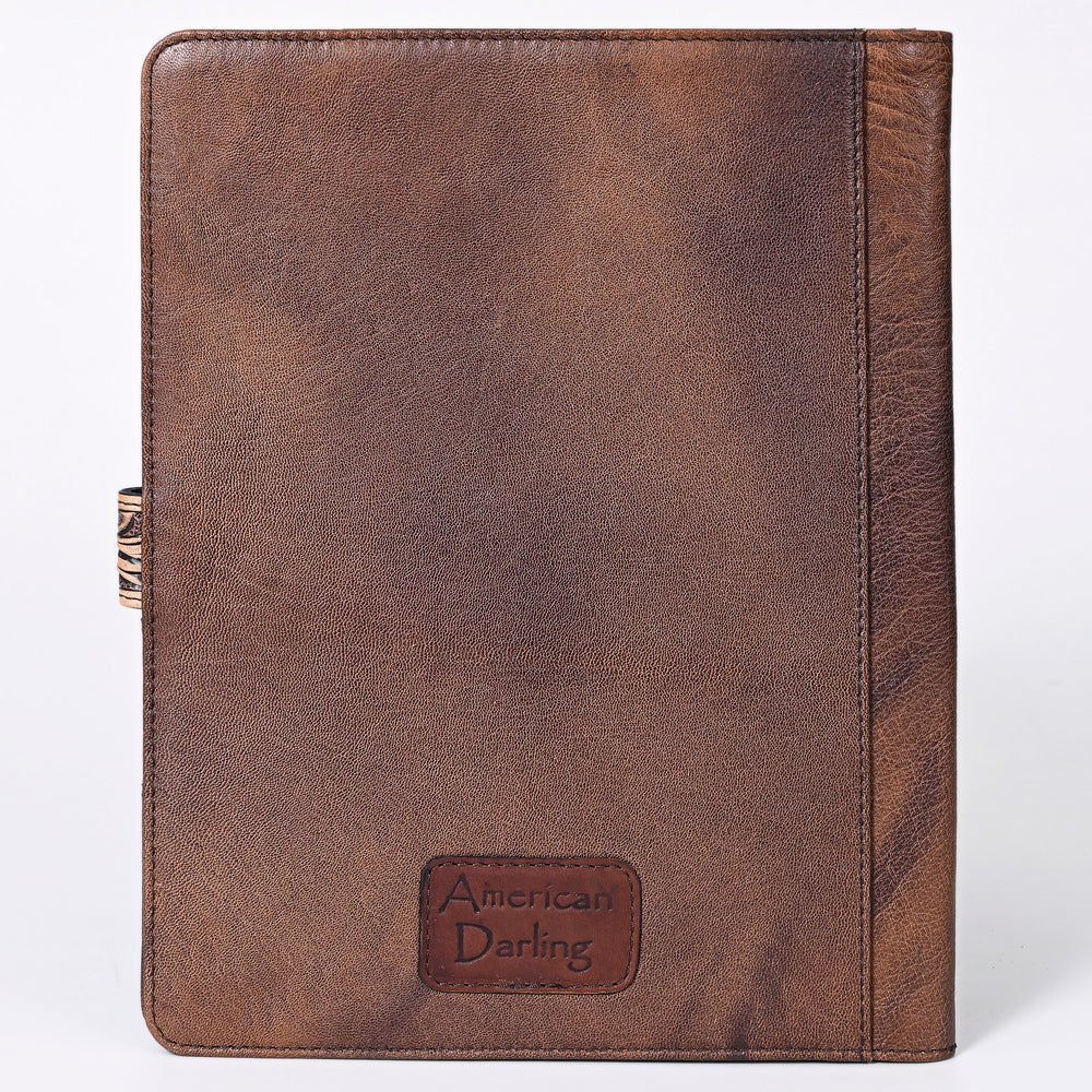 American Darling Portfolio Bag Hand Tooled Crocodile embossed Genuine Leather