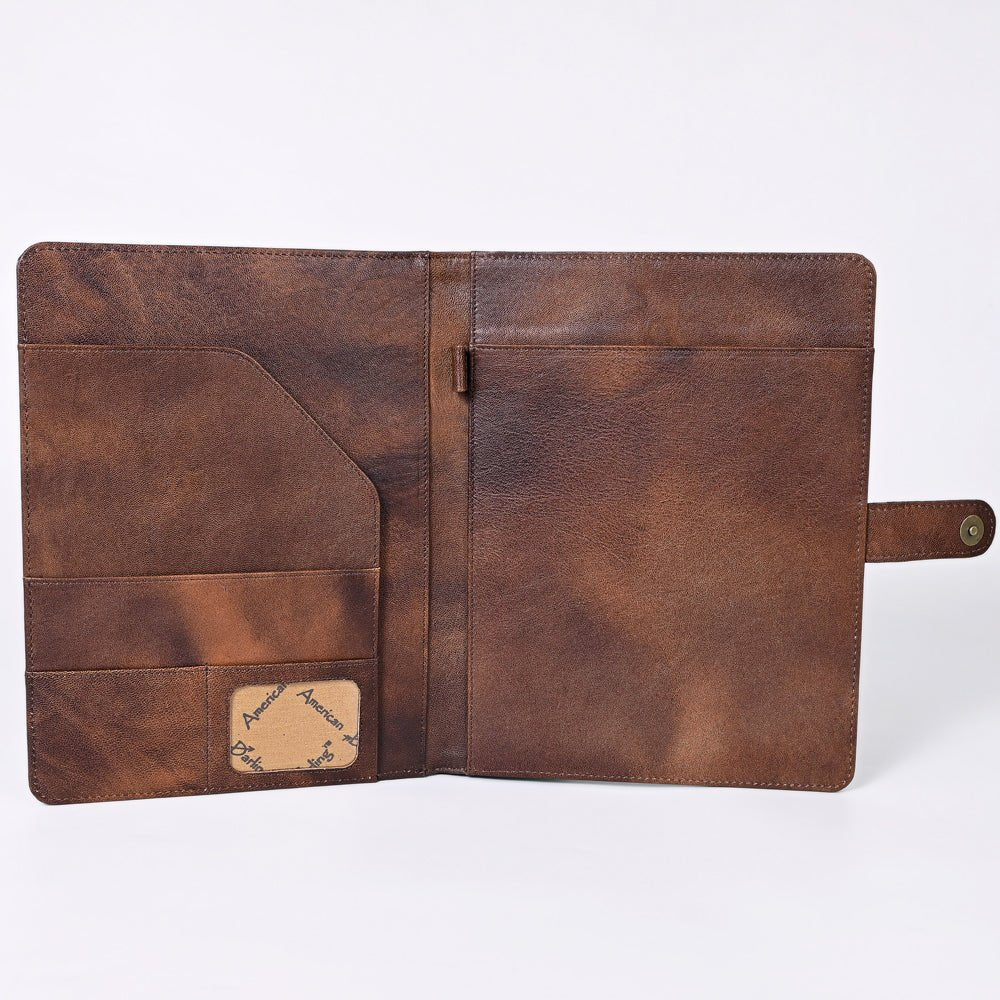 American Darling Portfolio Bag Hand Tooled Crocodile embossed Genuine Leather