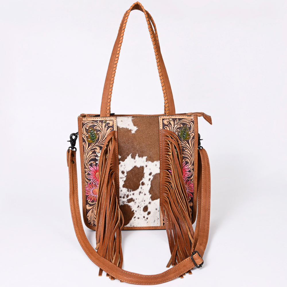 American Darling Tote Hand Tooled Hair-On Genuine Leather
