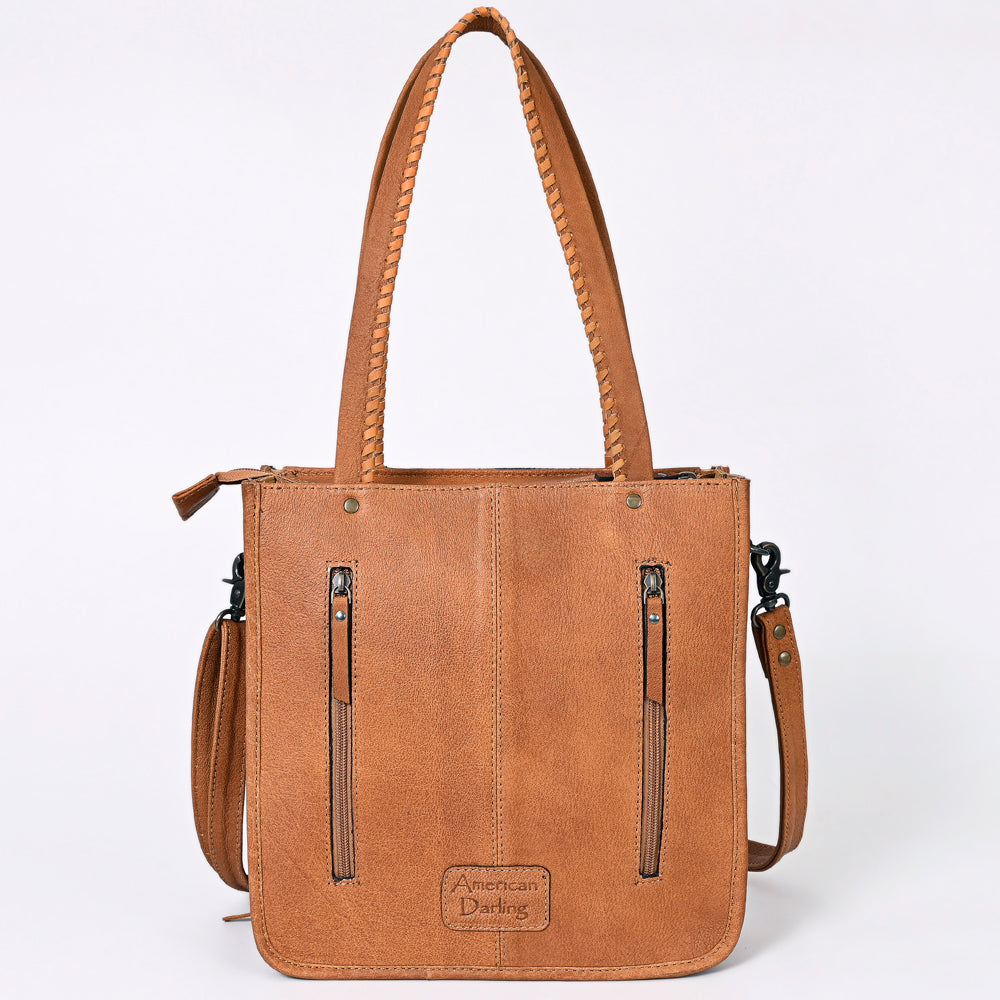 American Darling Tote Hand Tooled Hair-On Genuine Leather