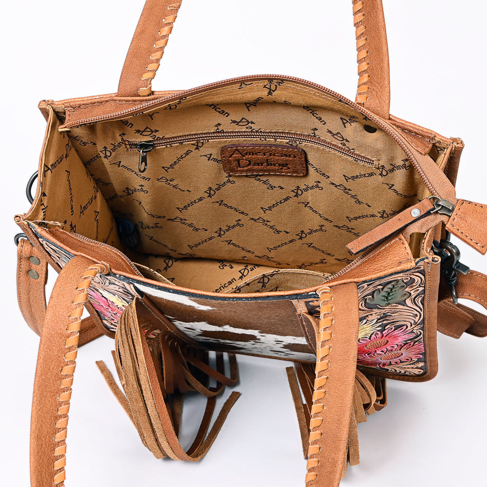 American Darling Tote Hand Tooled Hair-On Genuine Leather