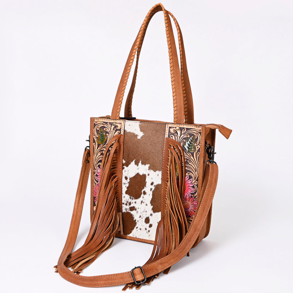 American Darling Tote Hand Tooled Hair-On Genuine Leather