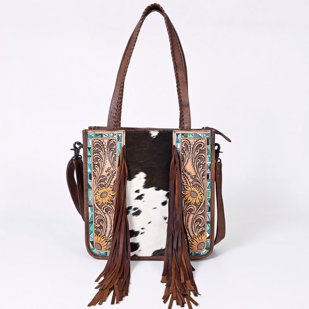 American Darling Tote Hand Tooled Hair-On Genuine Leather