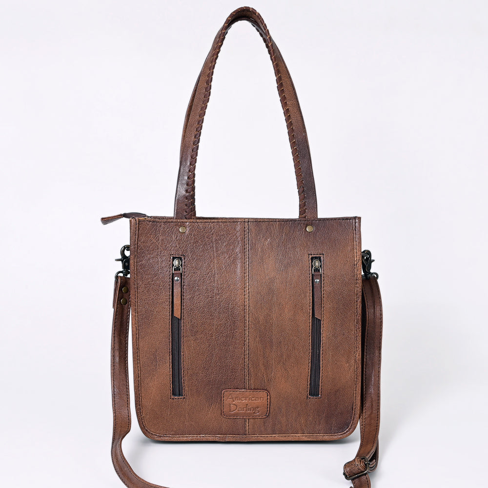 American Darling Tote Hand Tooled Hair-On Genuine Leather