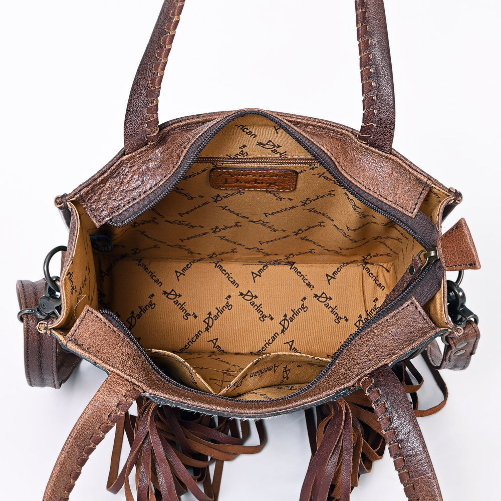 American Darling Tote Hand Tooled Hair-On Genuine Leather