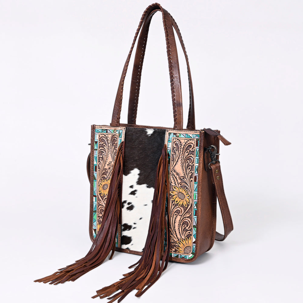 American Darling Tote Hand Tooled Hair-On Genuine Leather