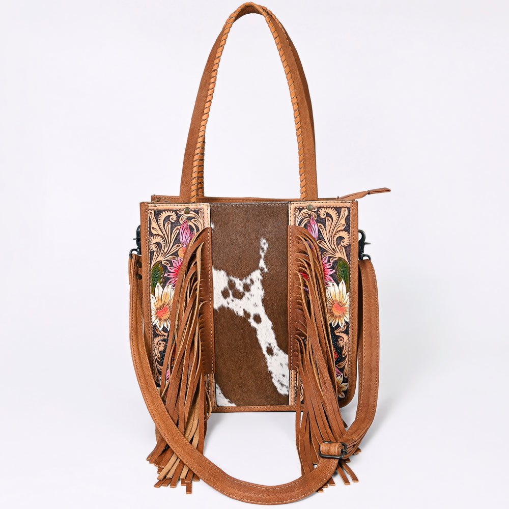 American Darling Tote Hand Tooled Hair-On Genuine Leather