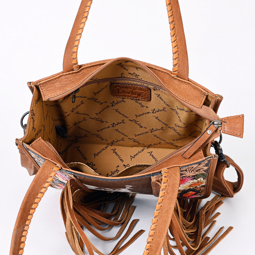 American Darling Tote Hand Tooled Hair-On Genuine Leather