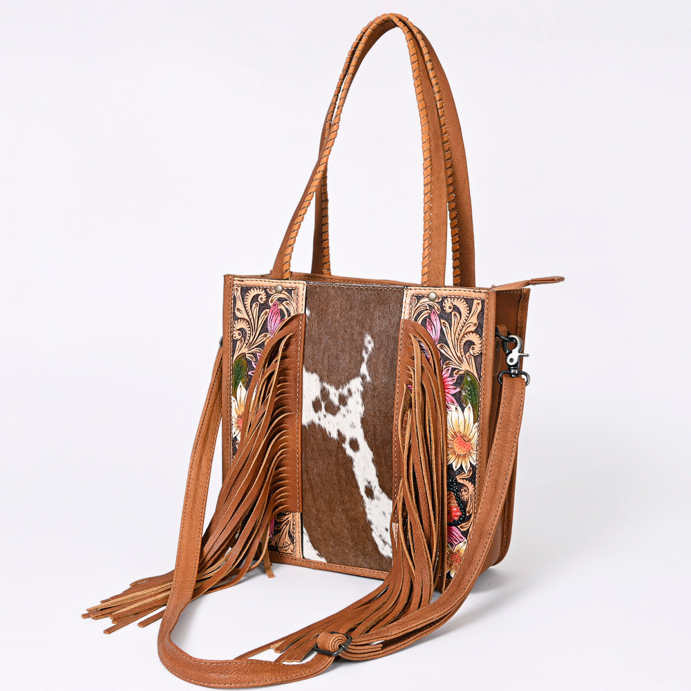 American Darling Tote Hand Tooled Hair-On Genuine Leather