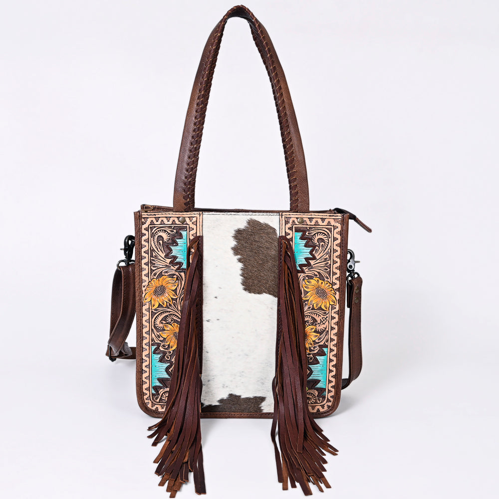 American Darling Tote Hand Tooled Hair-On Genuine Leather