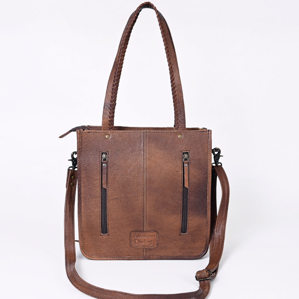 American Darling Tote Hand Tooled Hair-On Genuine Leather