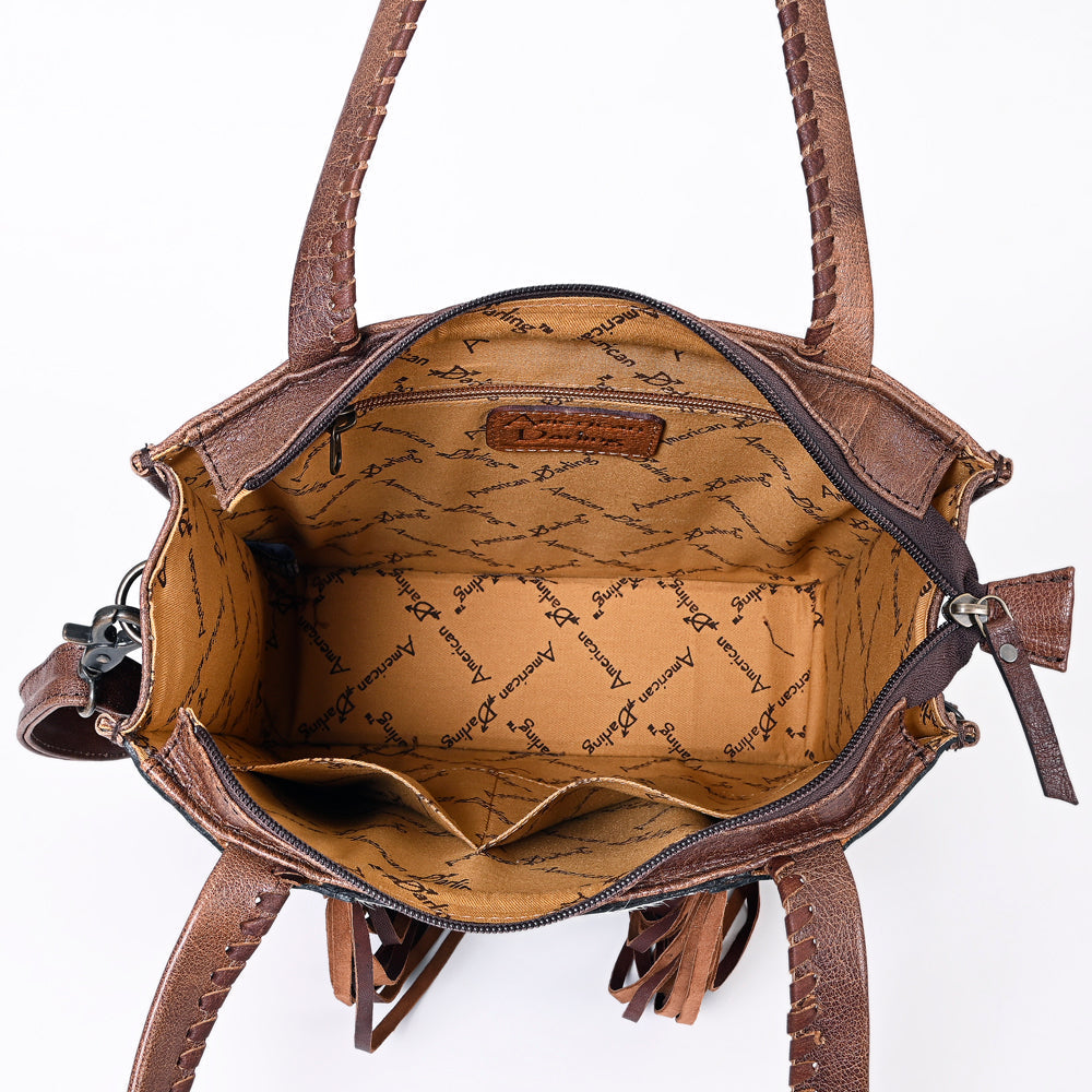 American Darling Tote Hand Tooled Hair-On Genuine Leather