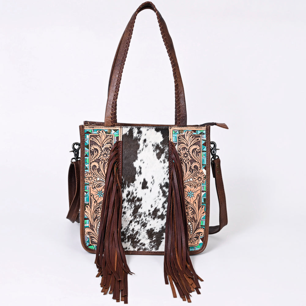 American Darling Tote Hand Tooled Hair-On Genuine Leather
