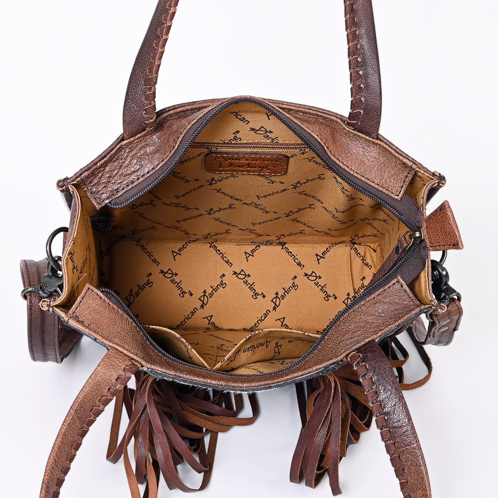 American Darling Tote Hand Tooled Hair-On Genuine Leather
