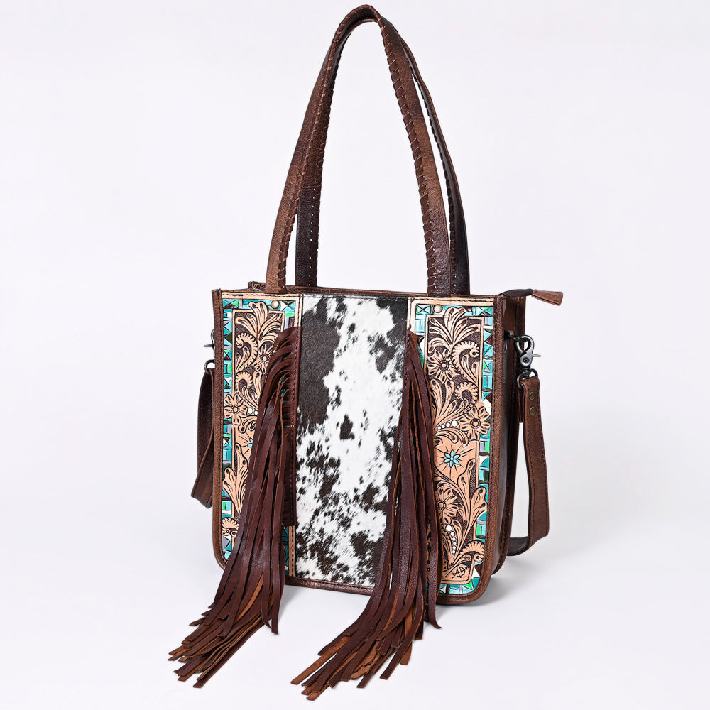 American Darling Tote Hand Tooled Hair-On Genuine Leather