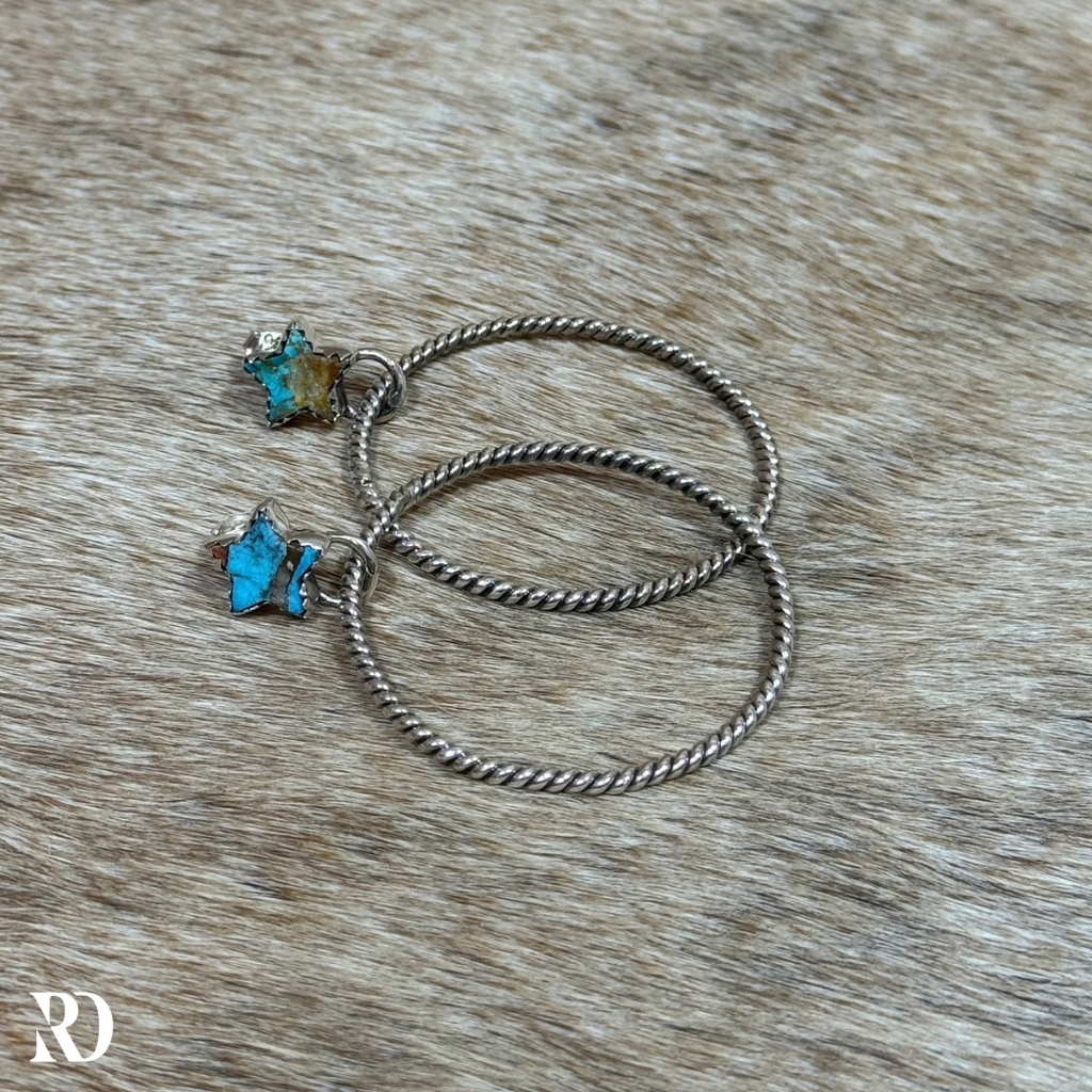 Ice Blue Dahlia Star Hoop Earrings - Hada Collection — view 3