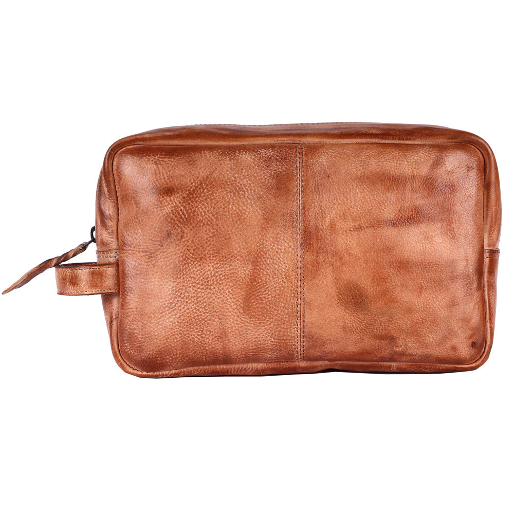 Never Mind Toiletry Vintage Handmade Genuine Cowhide Leather