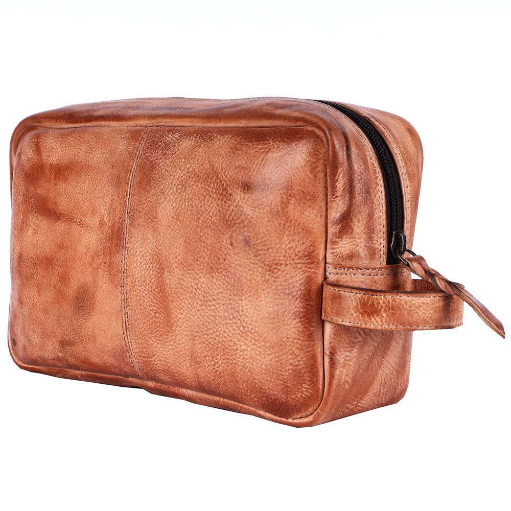 Never Mind Toiletry Vintage Handmade Genuine Cowhide Leather