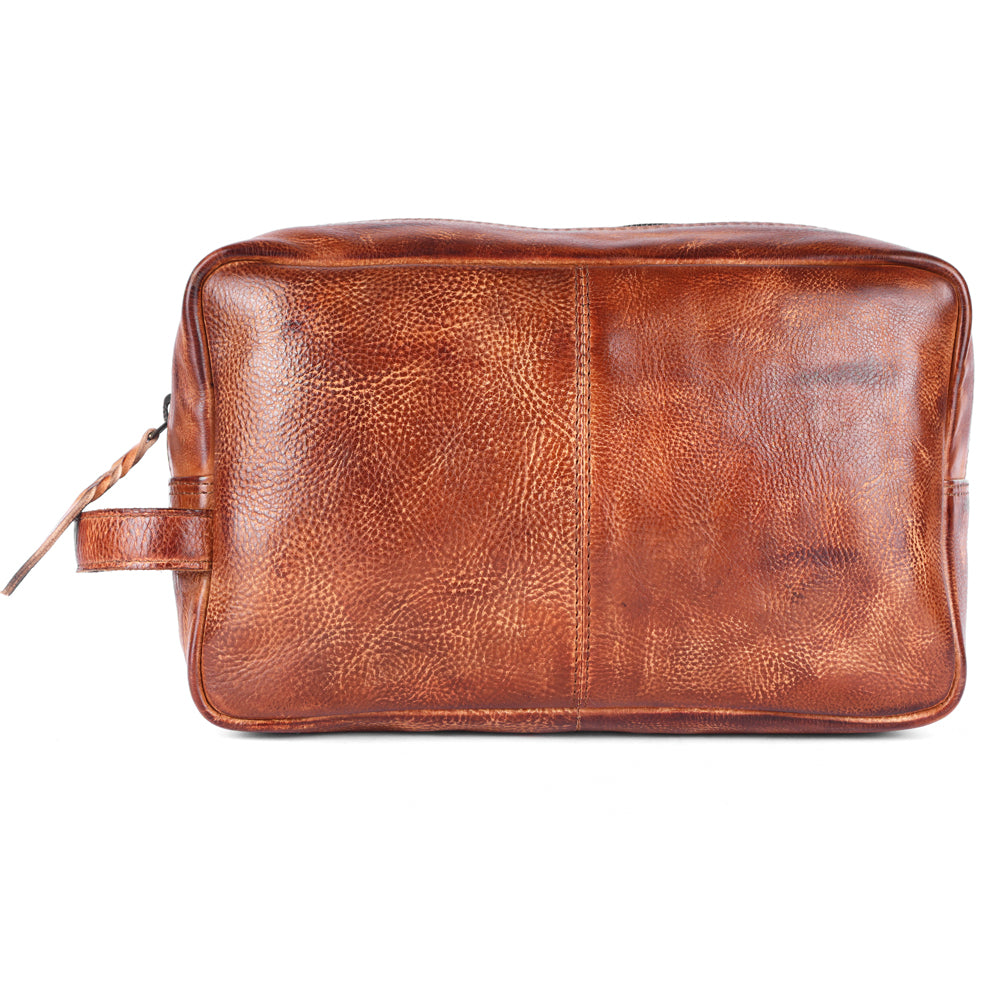 Never Mind Toiletry Vintage Handmade Genuine Cowhide Leather