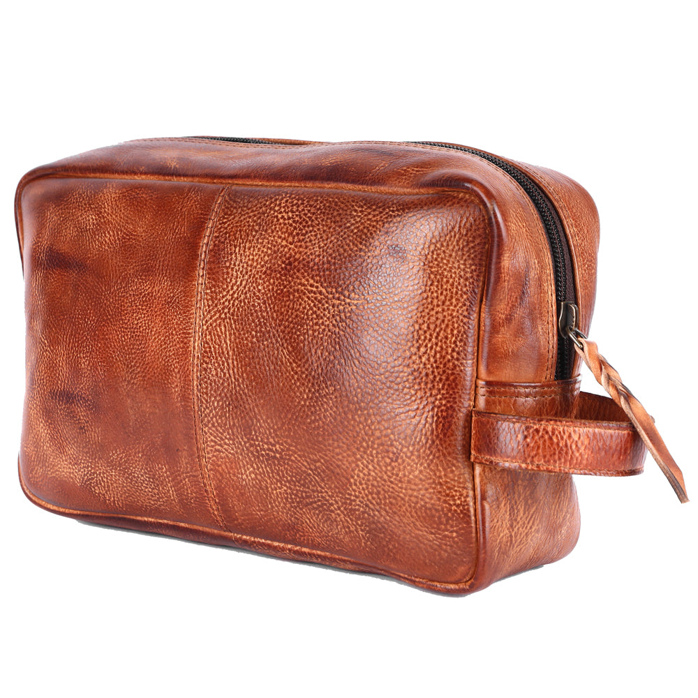 Never Mind Toiletry Vintage Handmade Genuine Cowhide Leather
