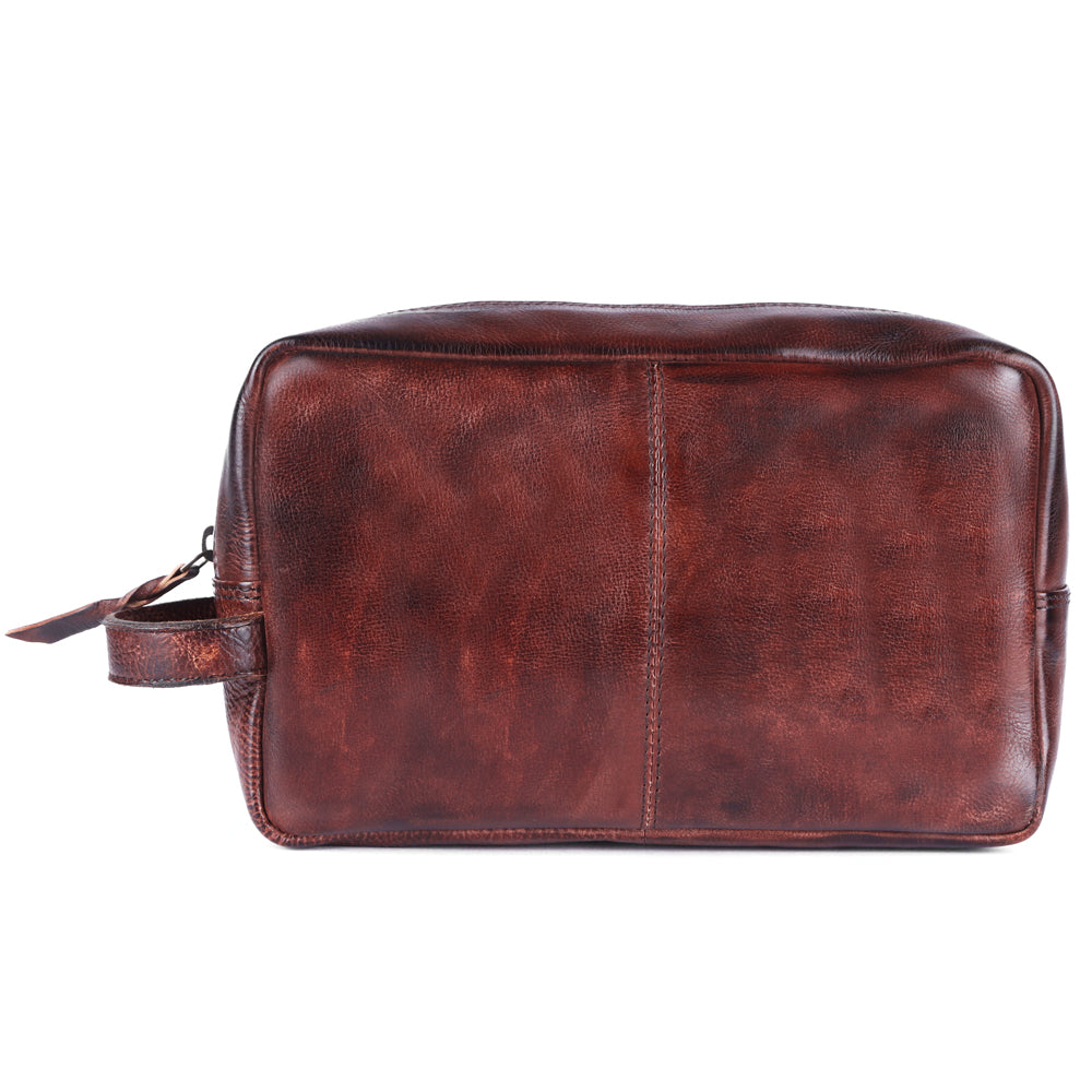 Never Mind Toiletry Vintage Handmade Genuine Cowhide Leather