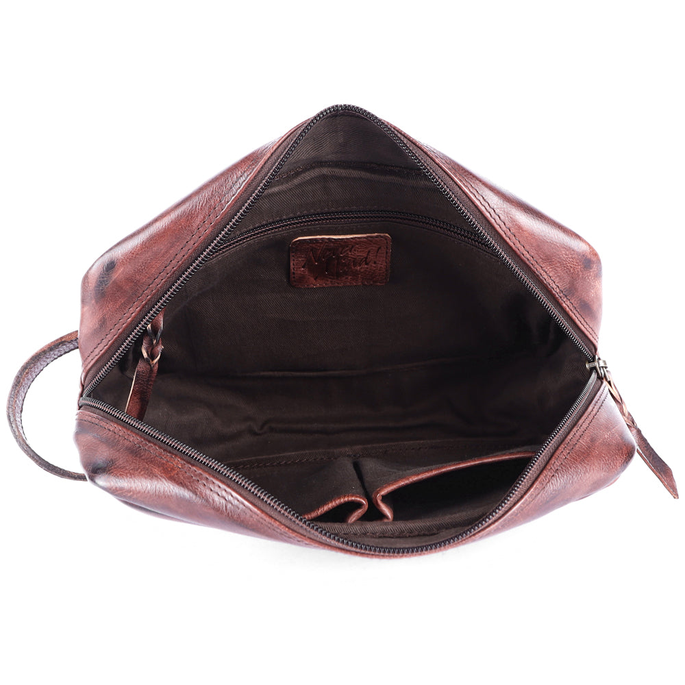 Never Mind Toiletry Vintage Handmade Genuine Cowhide Leather