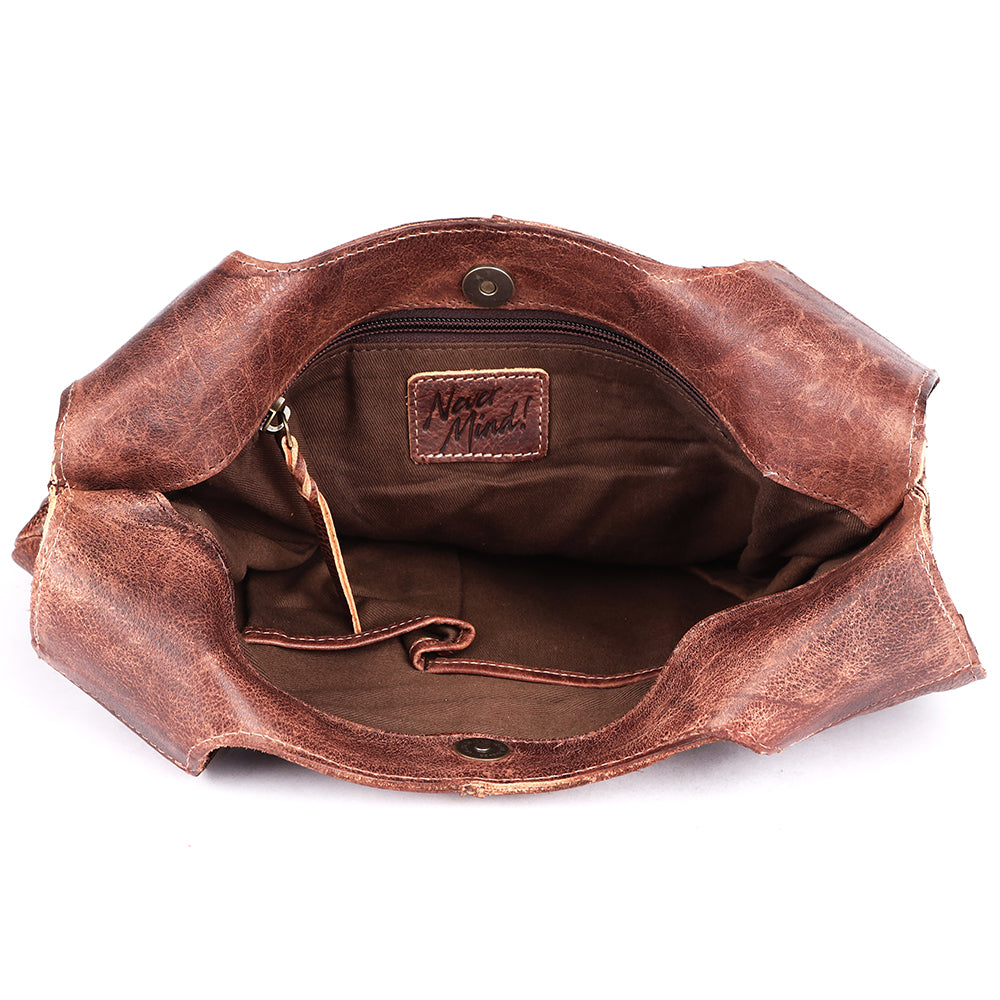 Never Mind Hobo Vintage Handmade Genuine Cowhide Leather