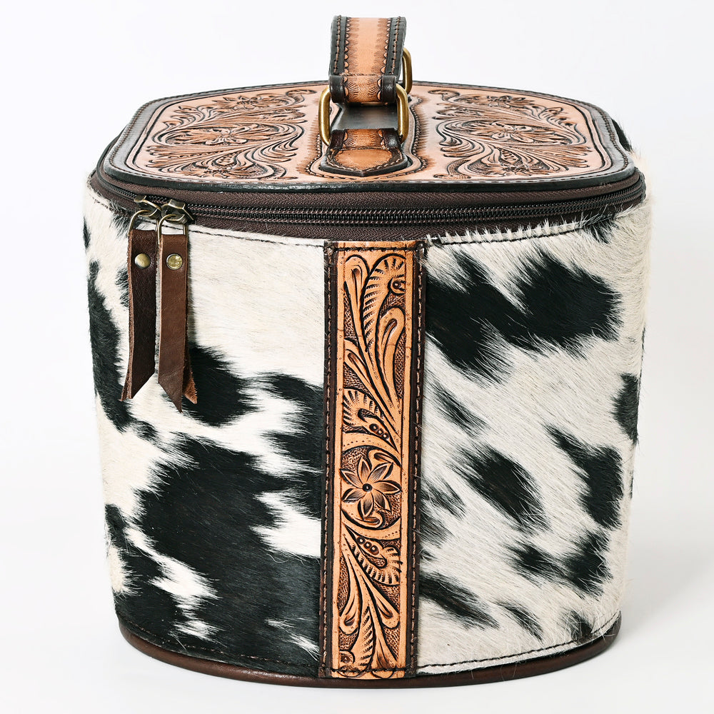 American Darling  Jewelry Case Hand Tooled Hair On Genuine Leather Western Women Bag Handbag Purse |