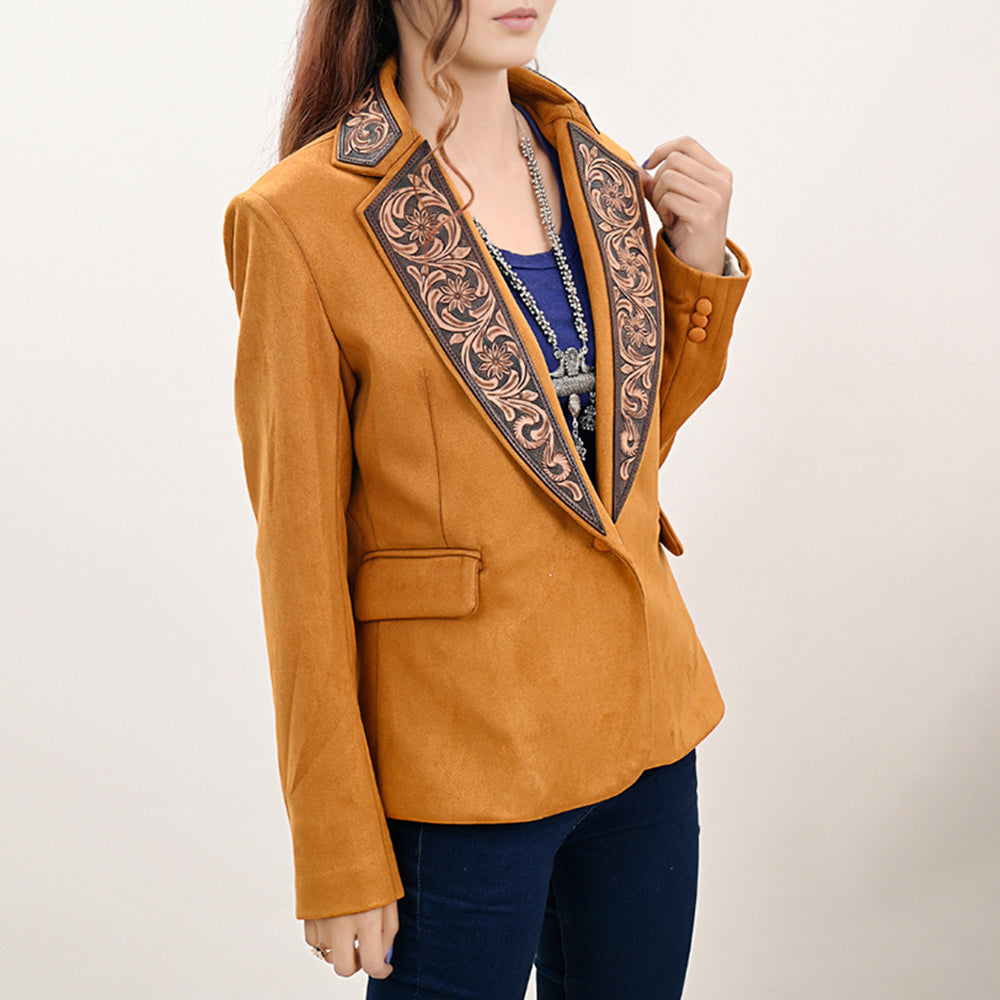 American Darling Genuine leather Hand tooled carved Women Blazer dress jacket | Vintage
