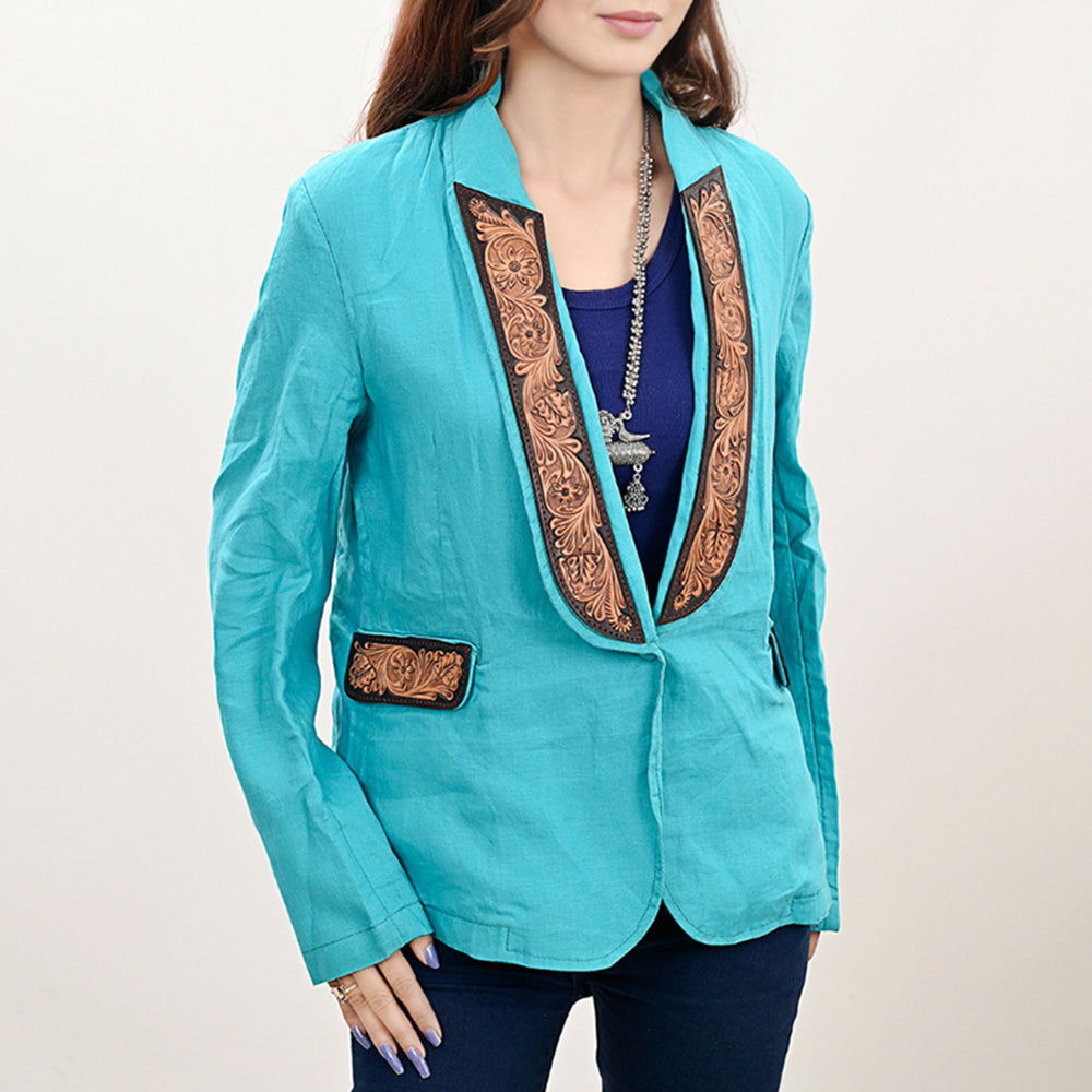 American Darling Genuine leather Hand tooled carved Women Blazer dress jacket | Vintage