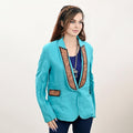 Genuine leather Hand tooled hand carved Women Blazer dress jacket