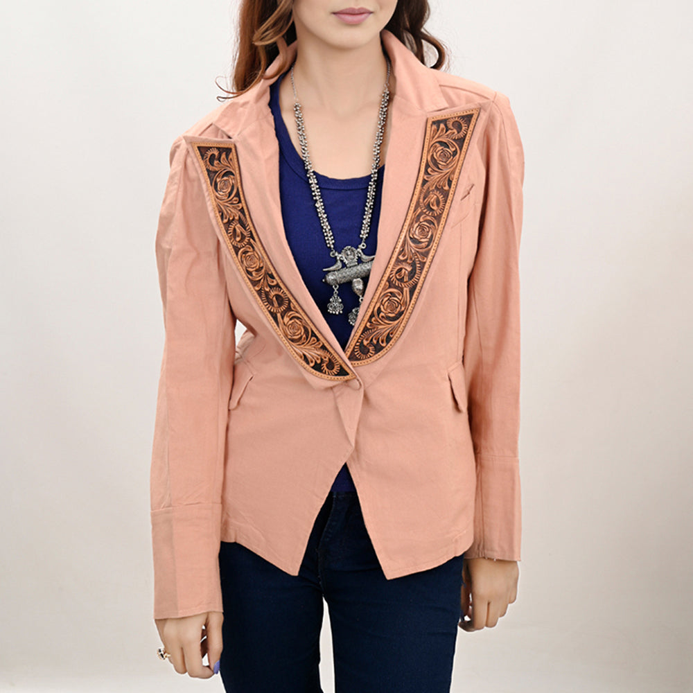 American Darling Genuine leather Hand tooled carved Women Blazer dress jacket | Vintage
