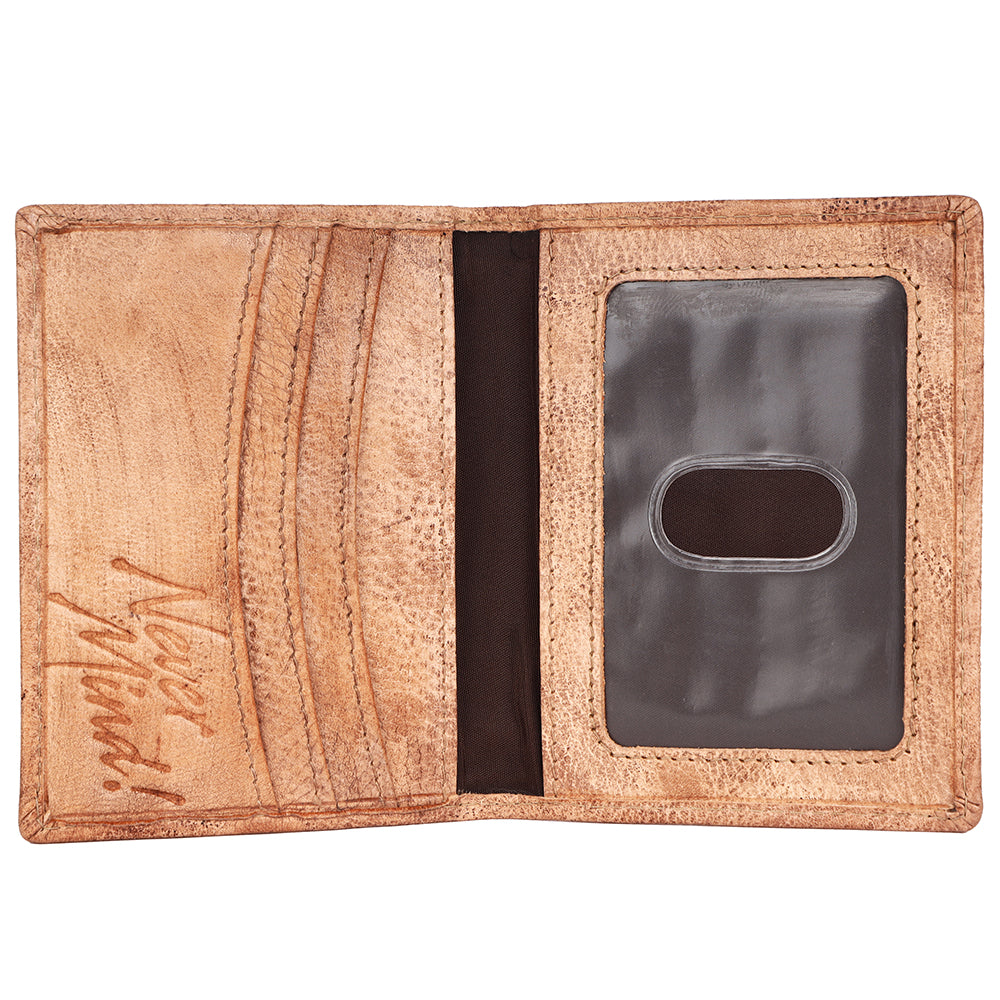 Never Mind Card-Holder Vintage Handmade Genuine Cowhide Leather