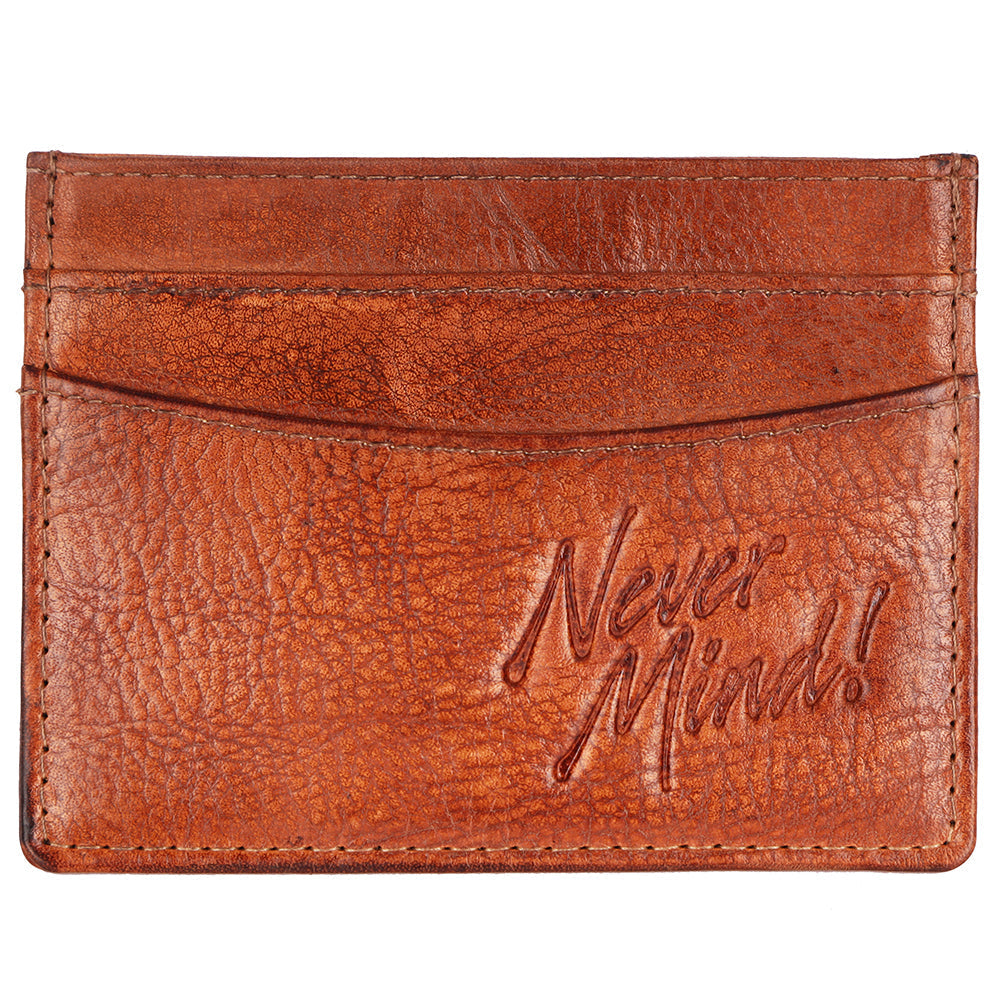 Never Mind Card-Holder Vintage Handmade Genuine Cowhide Leather