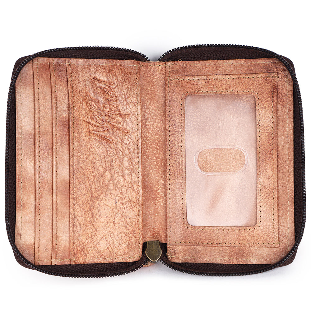 Never Mind Wallet Vintage Handmade Genuine Cowhide Leather
