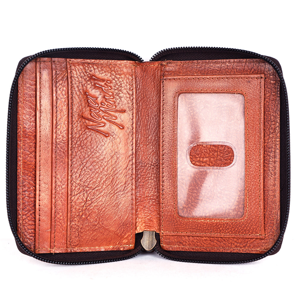 Never Mind Wallet Vintage Handmade Genuine Cowhide Leather