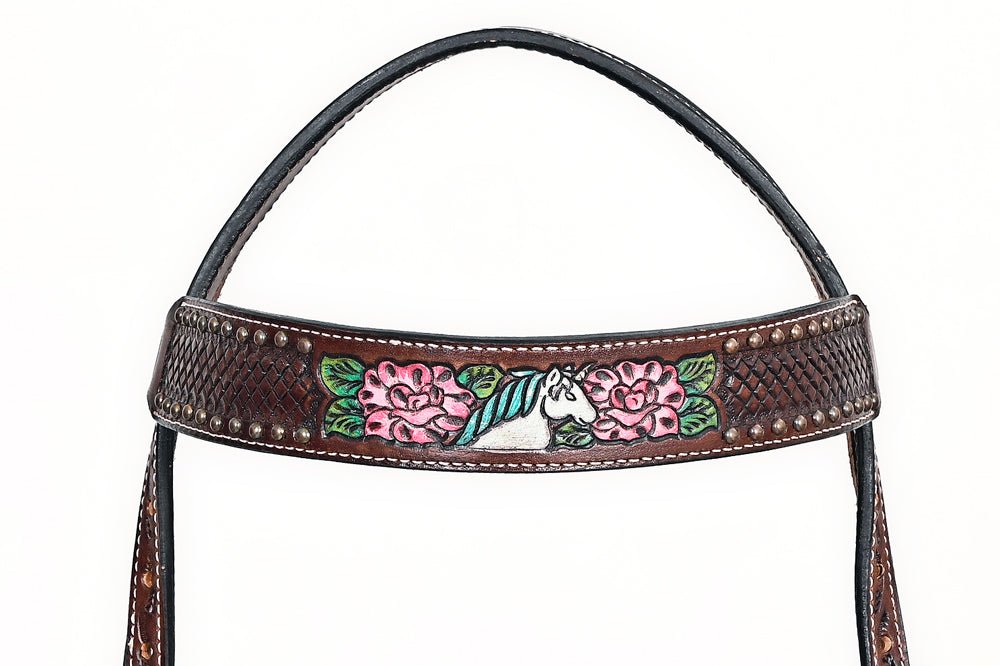 Comfytack H. Floral Hand Painted Genuine Leather Breast Collar