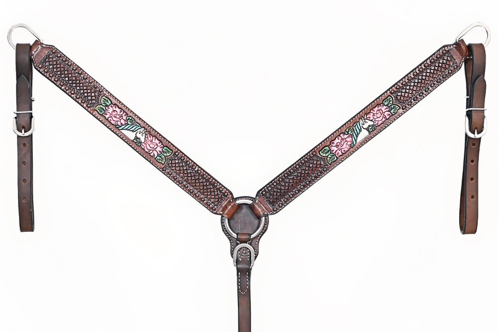 Comfytack H. Floral Hand Painted Genuine Leather Breast Collar